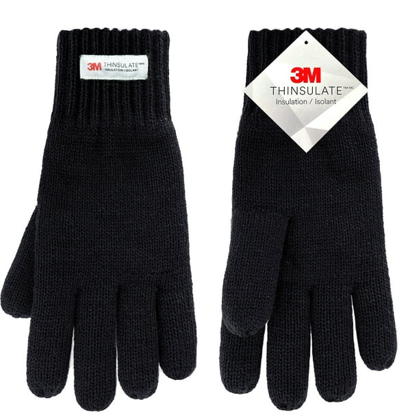 Mens Boys Knitted Gloves Thinsulate Lined Thermal Winter Work Adult Touch